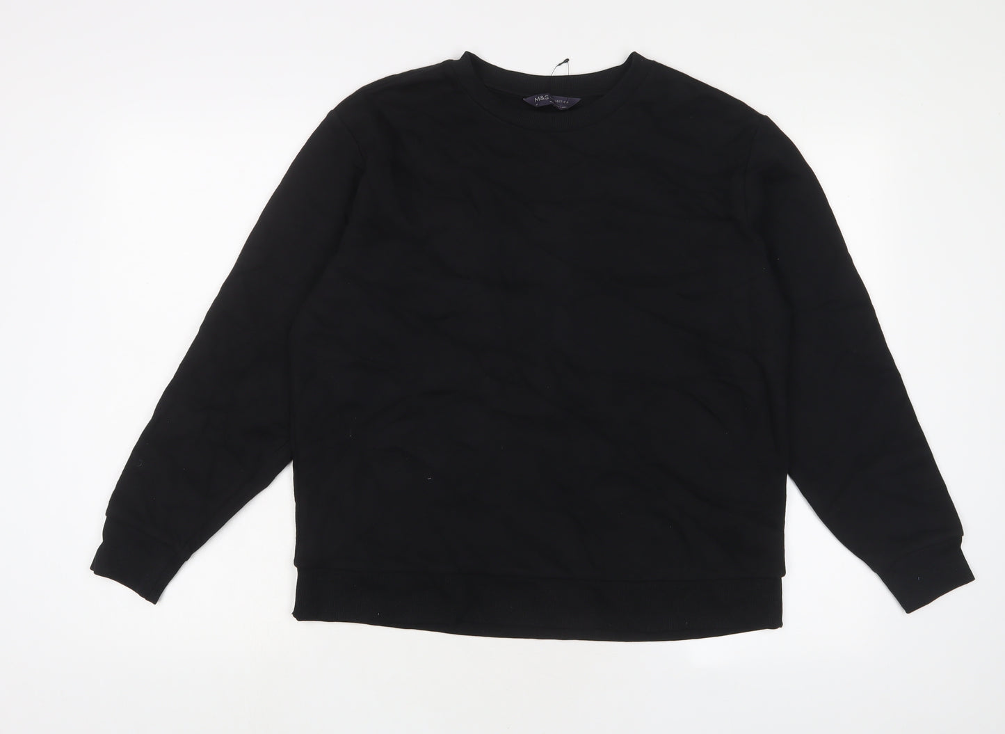 Marks and Spencer Womens Black Cotton Pullover Sweatshirt Size M Pullover