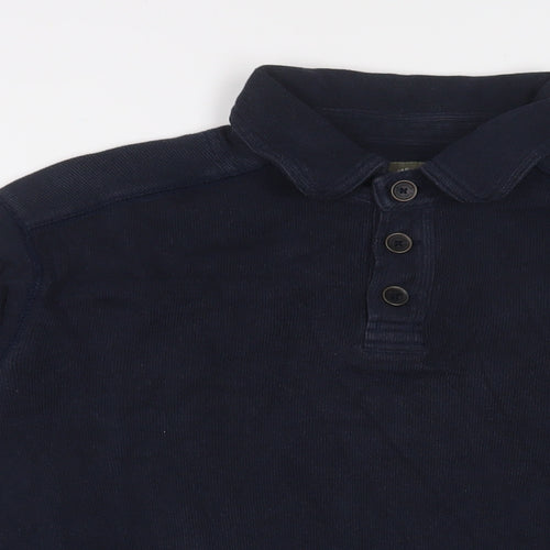 Timberland Mens Blue Cotton Polo Size L Collared Button