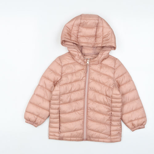 Marks and Spencer Girls Pink Jacket Size 2-3 Years Zip - Zip Pockets