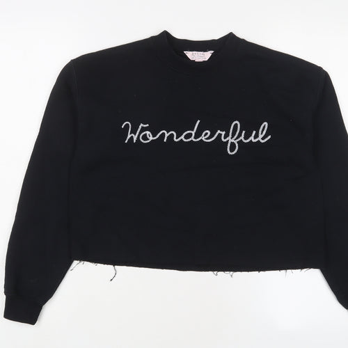 Miss Selfridge Womens Black Cotton Pullover Sweatshirt Size M Pullover