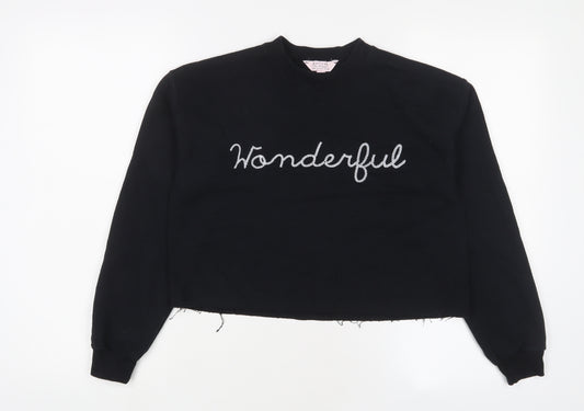 Miss Selfridge Womens Black Cotton Pullover Sweatshirt Size M Pullover