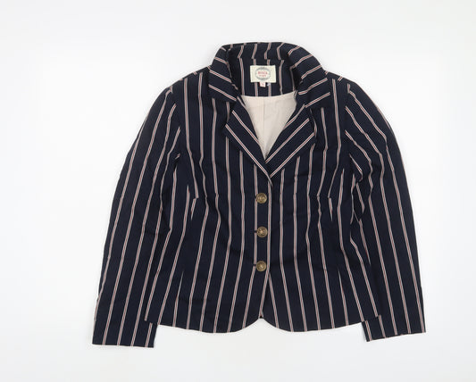 Avoca Womens Blue Striped Jacket Blazer Size S Button