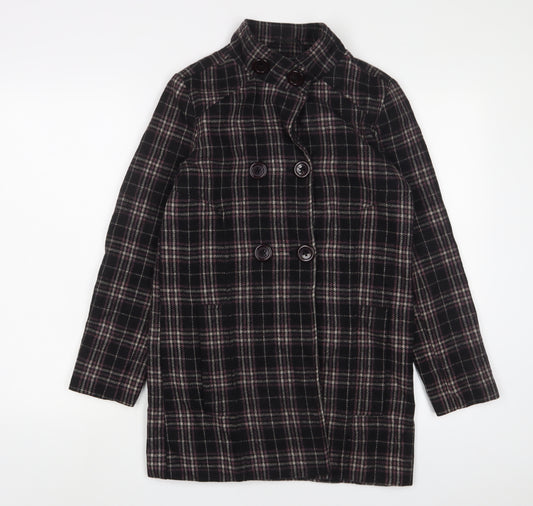 Allen Solly Womens Black Plaid Jacket Size XS Button