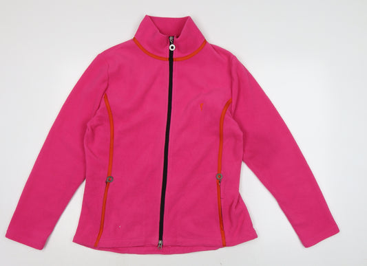 GOLFINO Womens Pink Mock Neck Polyester Full Zip Jumper Size 14