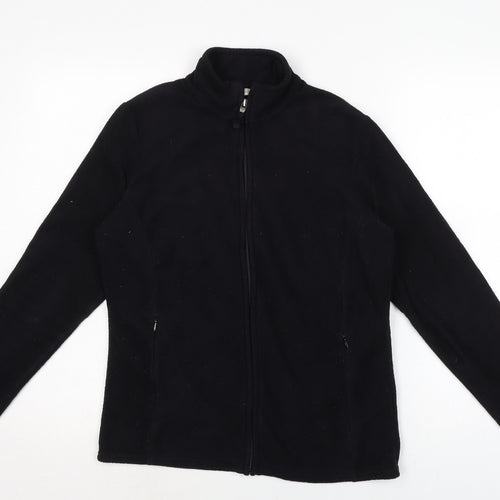 Marks and Spencer Womens Black Mock Neck Polyester Full Zip Jumper Size 12