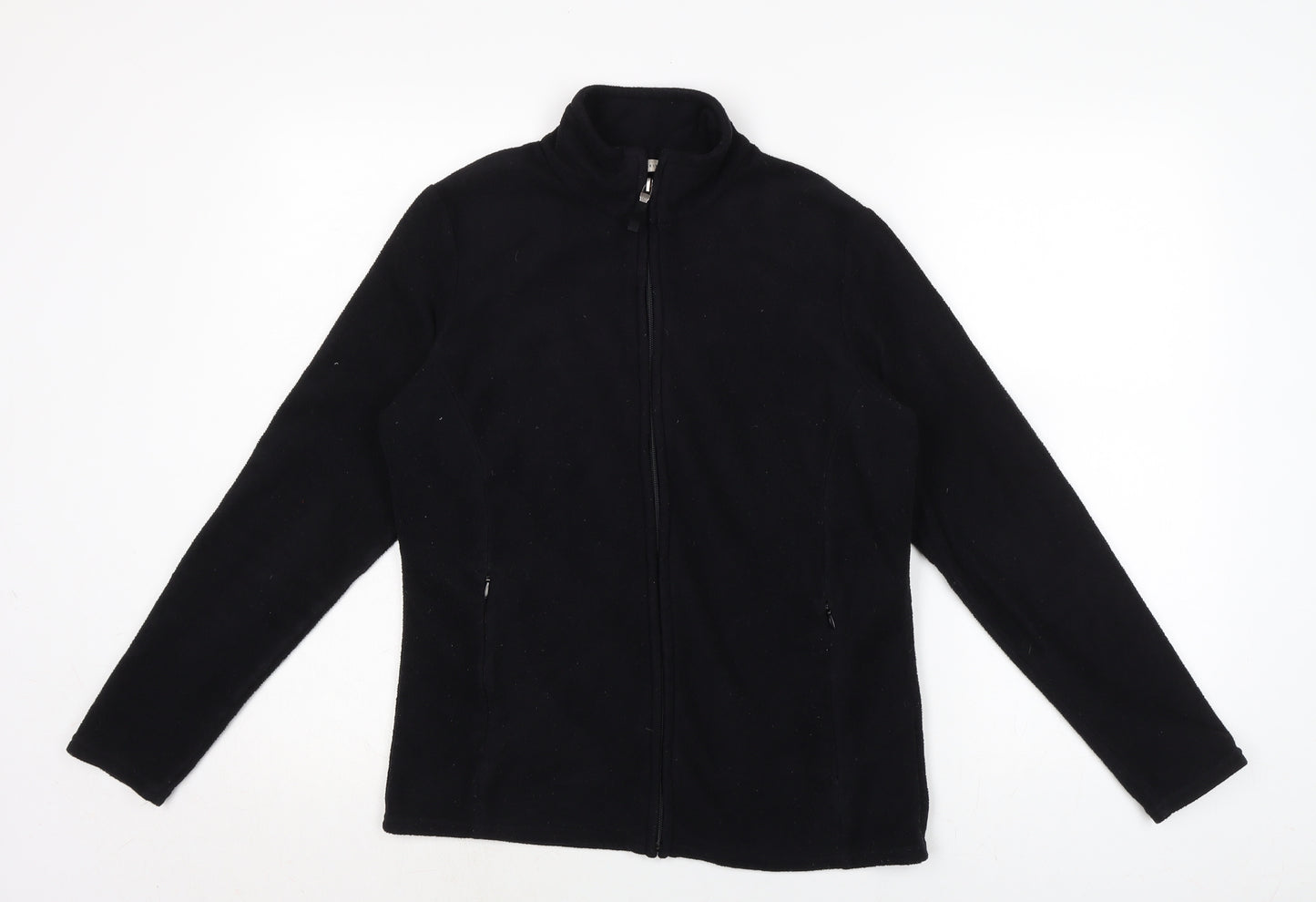 Marks and Spencer Womens Black Mock Neck Polyester Full Zip Jumper Size 12