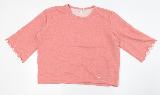 Dobber Womens Pink Cotton Pullover Sweatshirt Size M - Ruffle Sleeves