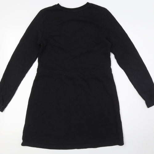 H&M Girls Black Cotton A-Line Size 10 Years Crew Neck - Draw Waist