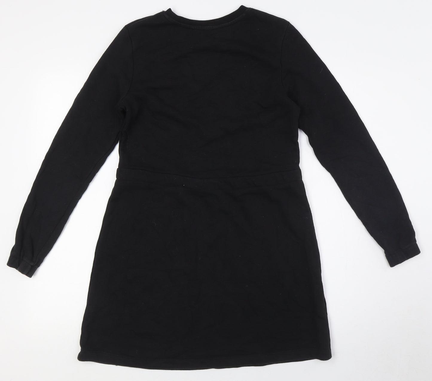 H&M Girls Black Cotton A-Line Size 10 Years Crew Neck - Draw Waist