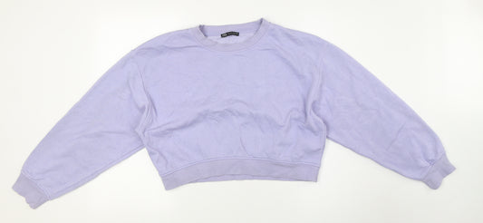 Zara Womens Purple Cotton Pullover Sweatshirt Size L