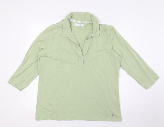 Artigiano Womens Green Cotton Basic Button-Up Size 18 Collared - 3/4 Sleeves