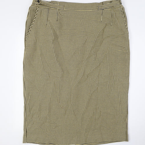 Marks and Spencer Womens Yellow Polyester Straight & Pencil Skirt Size 22 Zip - Black, White