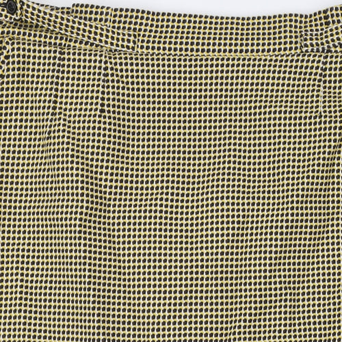 Marks and Spencer Womens Yellow Polyester Straight & Pencil Skirt Size 22 Zip - Black, White