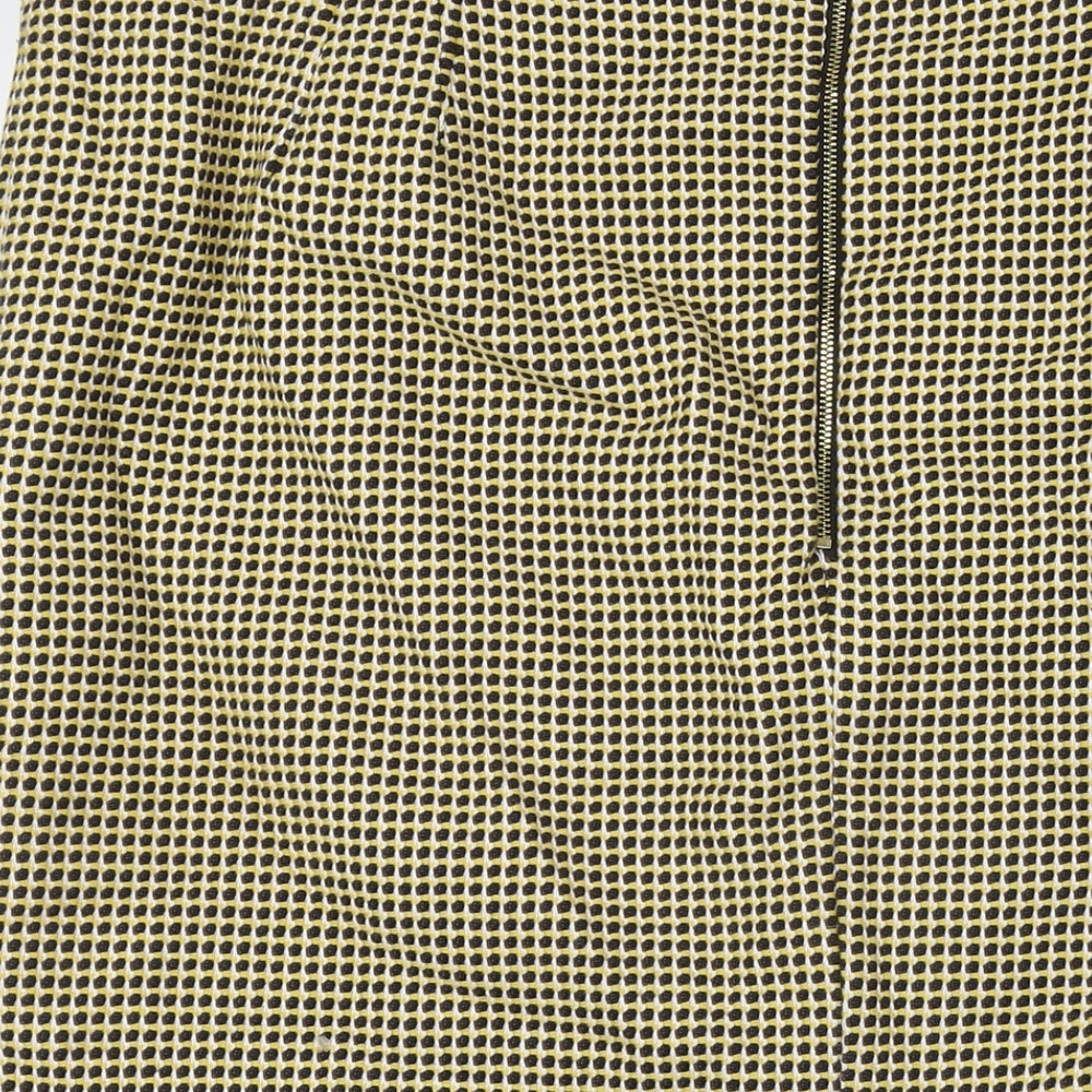 Marks and Spencer Womens Yellow Polyester Straight & Pencil Skirt Size 22 Zip - Black, White