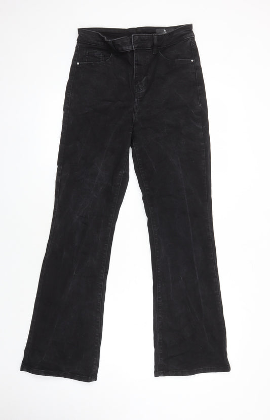 TU Womens Black Cotton Flared Jeans Size 12 L27.5 in Regular