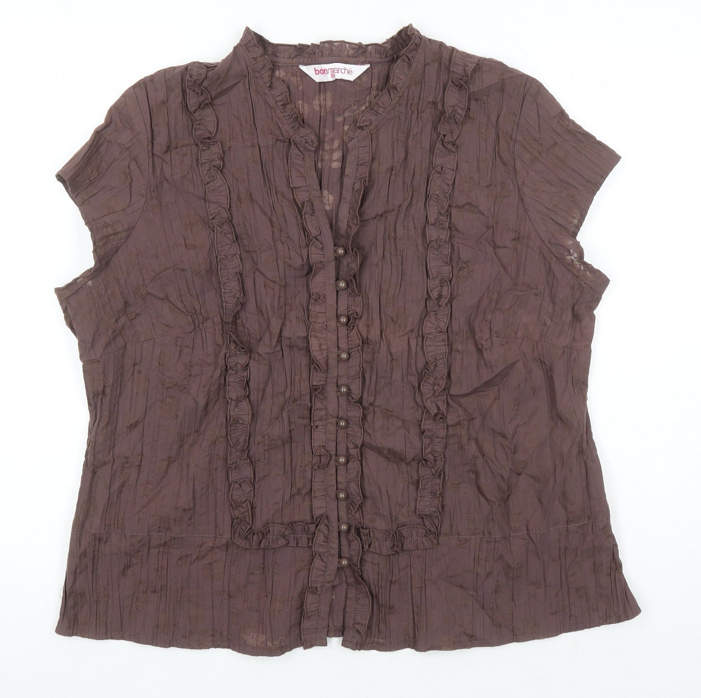 Bonmarché Womens Brown Polyester Tunic Blouse Size 20 V-Neck