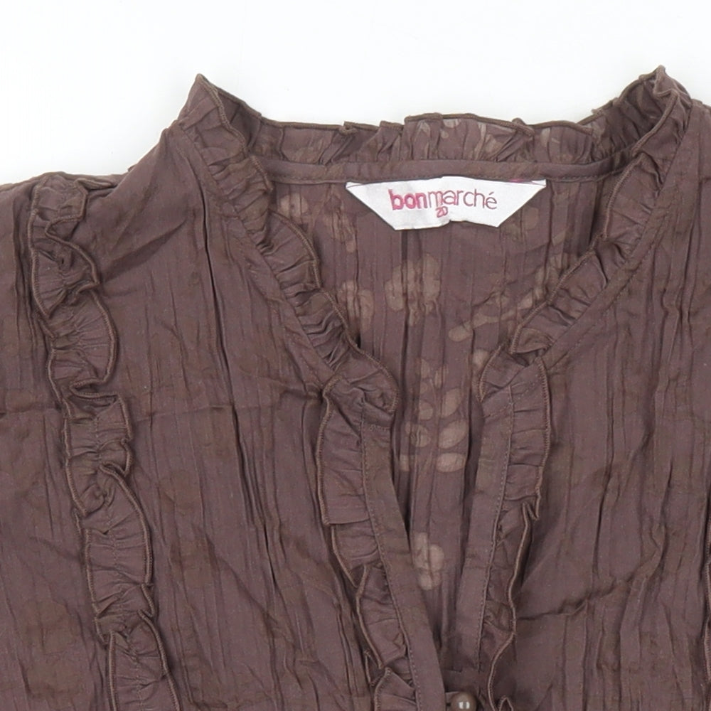 Bonmarché Womens Brown Polyester Tunic Blouse Size 20 V-Neck