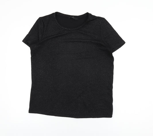 NEXT Womens Black Polyester Basic T-Shirt Size 12 Round Neck