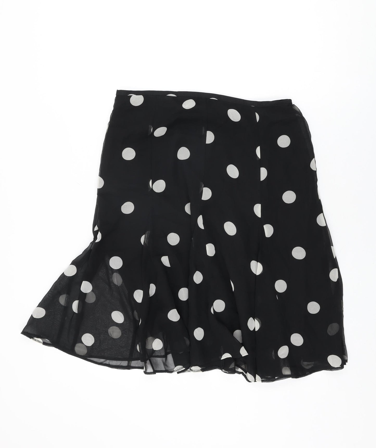 Marks and Spencer Womens Black Polka Dot Polyester Swing Skirt Size 14 Zip