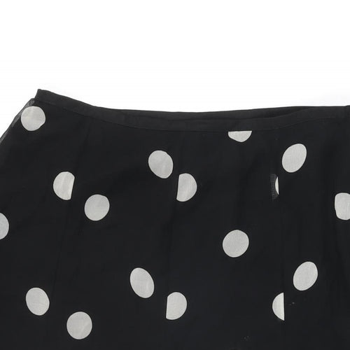 Marks and Spencer Womens Black Polka Dot Polyester Swing Skirt Size 14 Zip