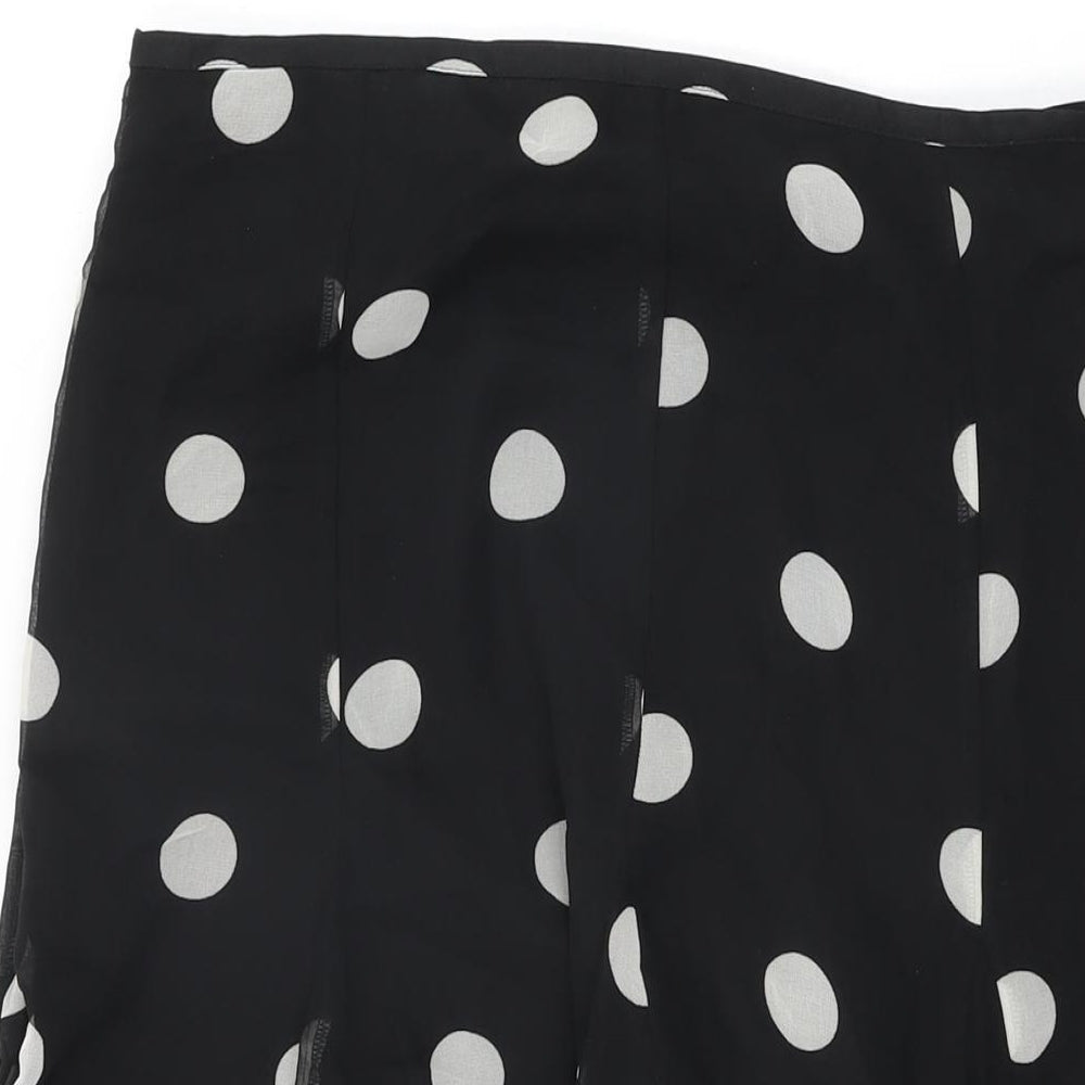 Marks and Spencer Womens Black Polka Dot Polyester Swing Skirt Size 14 Zip