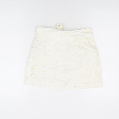 ASOS Womens White Floral Cotton Mini Skirt Size 8 Button