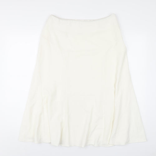 David Nieper Womens White Polyester A-Line Skirt Size 14 Zip