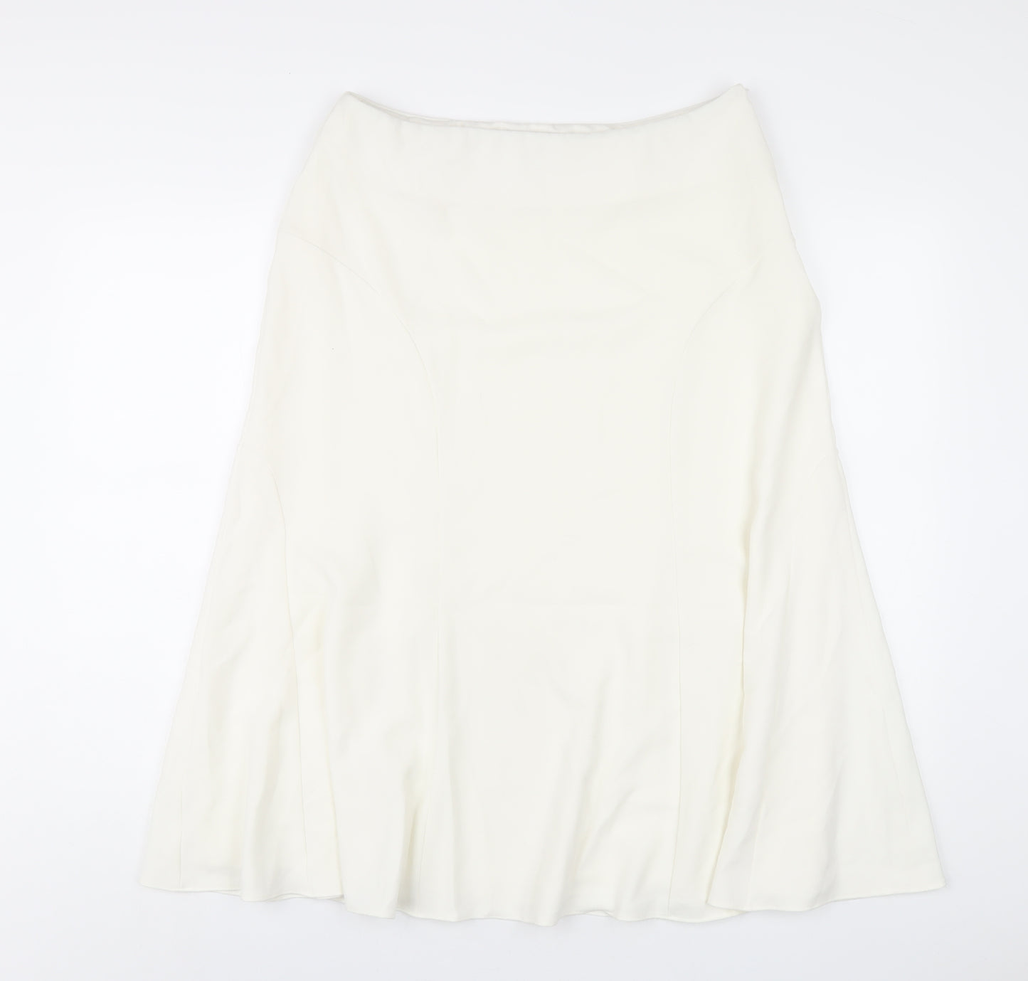 David Nieper Womens White Polyester A-Line Skirt Size 14 Zip