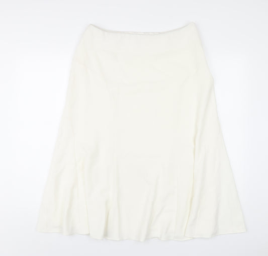 David Nieper Womens White Polyester A-Line Skirt Size 14 Zip