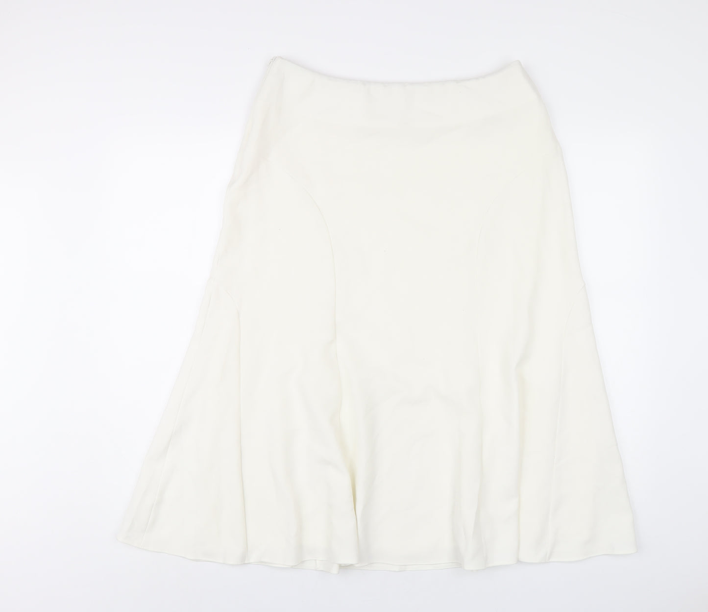 David Nieper Womens White Polyester A-Line Skirt Size 14 Zip