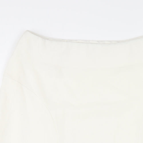 David Nieper Womens White Polyester A-Line Skirt Size 14 Zip