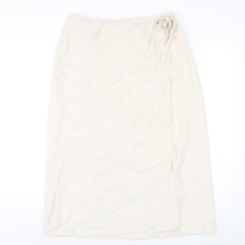 Marks and Spencer Womens Ivory Lyocell Wrap Skirt Size 14 Button