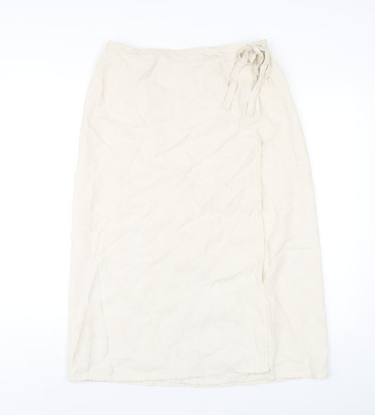 Marks and Spencer Womens Ivory Lyocell Wrap Skirt Size 14 Button