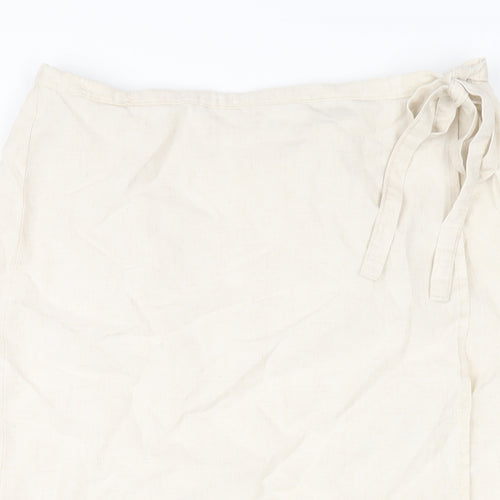 Marks and Spencer Womens Ivory Lyocell Wrap Skirt Size 14 Button