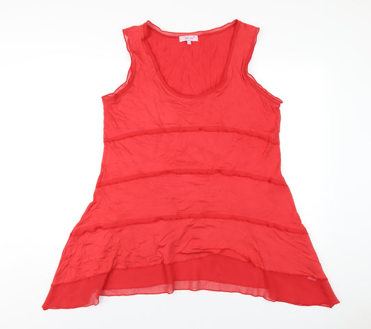 Per Una Womens Red Viscose Basic Tank Size 18 Scoop Neck