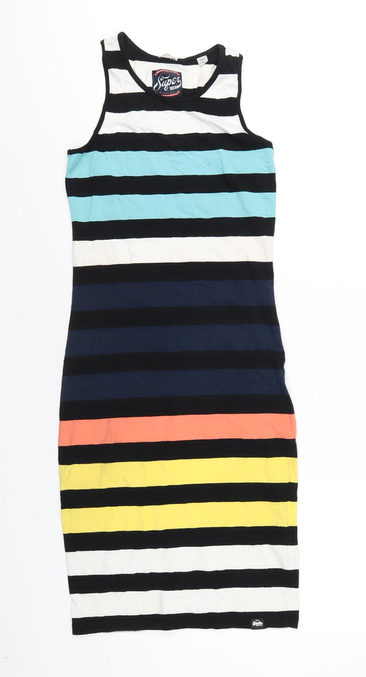 Superdry Womens Multicoloured Striped Cotton Bodycon Size S Round Neck Pullover