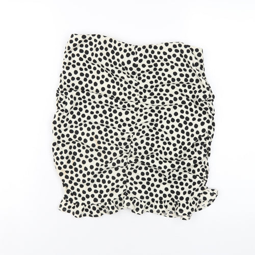 New Look Womens Ivory Polka Dot Polyester Mini Skirt Size 14