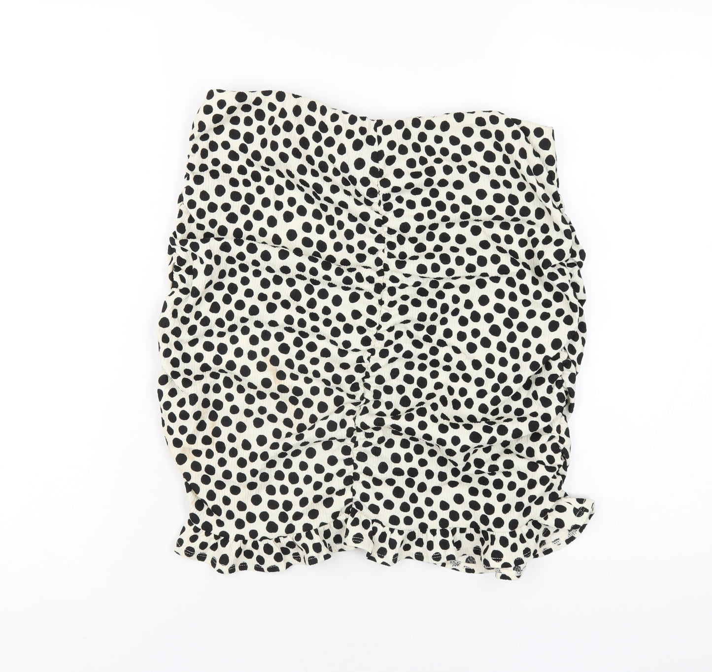 New Look Womens Ivory Polka Dot Polyester Mini Skirt Size 14