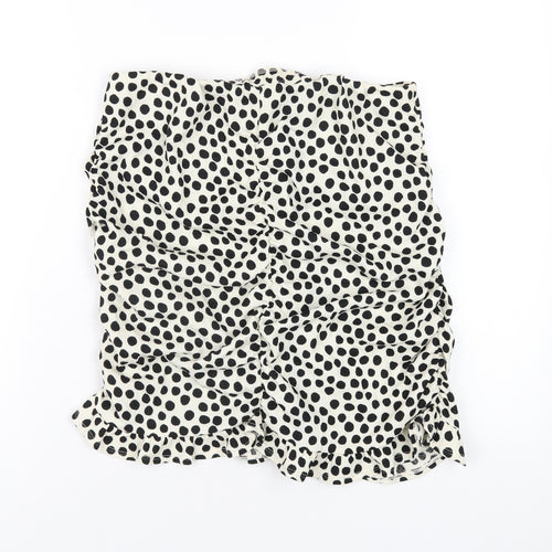 New Look Womens Ivory Polka Dot Polyester Mini Skirt Size 14