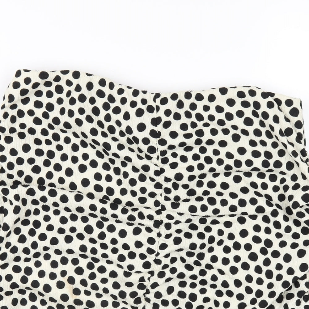 New Look Womens Ivory Polka Dot Polyester Mini Skirt Size 14