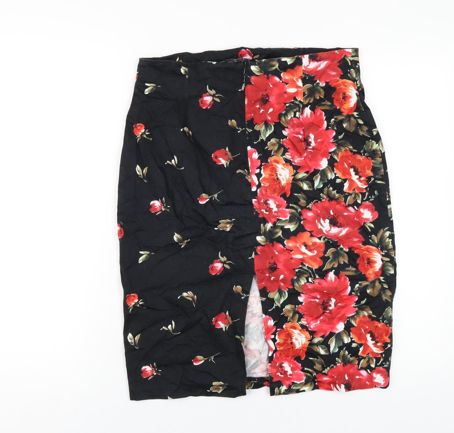 En Garde Womens Black Floral Cotton Straight & Pencil Skirt Size 14 Zip