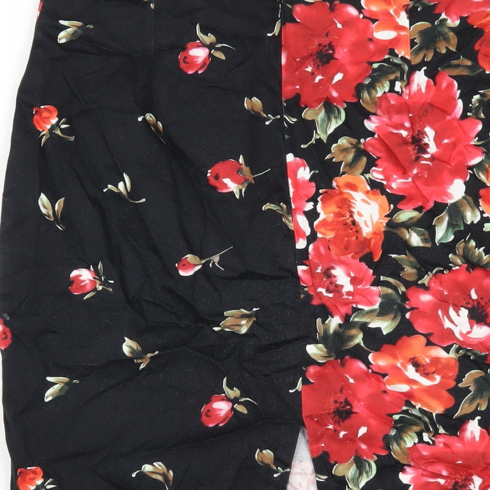 En Garde Womens Black Floral Cotton Straight & Pencil Skirt Size 14 Zip