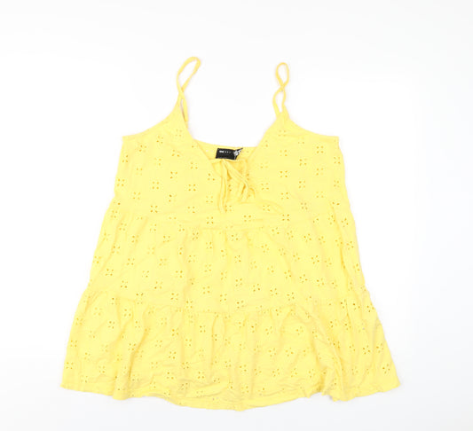 ASOS Womens Yellow Cotton Camisole T-Shirt Size 10 V-Neck