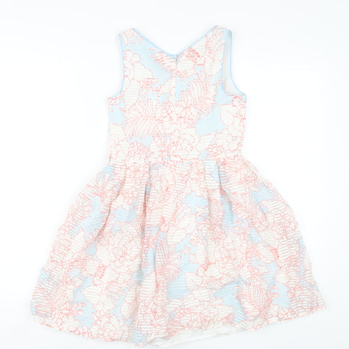 Jasper Conran Girls Blue Floral Vinyl A-Line Size 10 Years Round Neck Zip