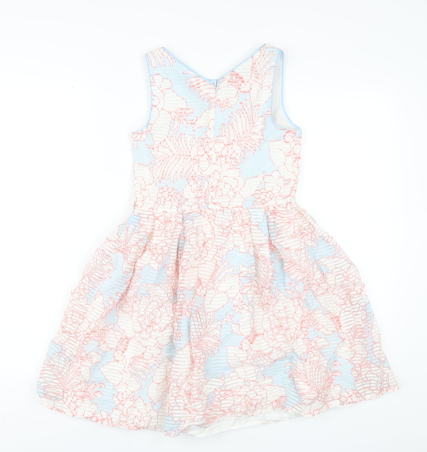 Jasper Conran Girls Blue Floral Vinyl A-Line Size 10 Years Round Neck Zip