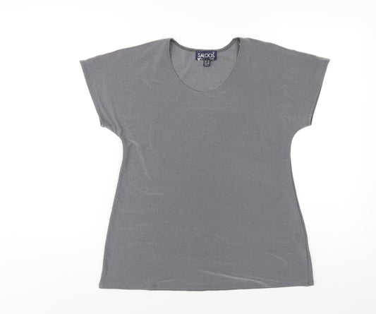 Saloos Womens Grey Polyester Basic T-Shirt Size 12 Round Neck