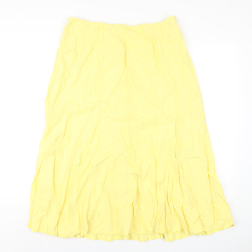 Viyella Womens Yellow Linen A-Line Skirt Size 14 Zip