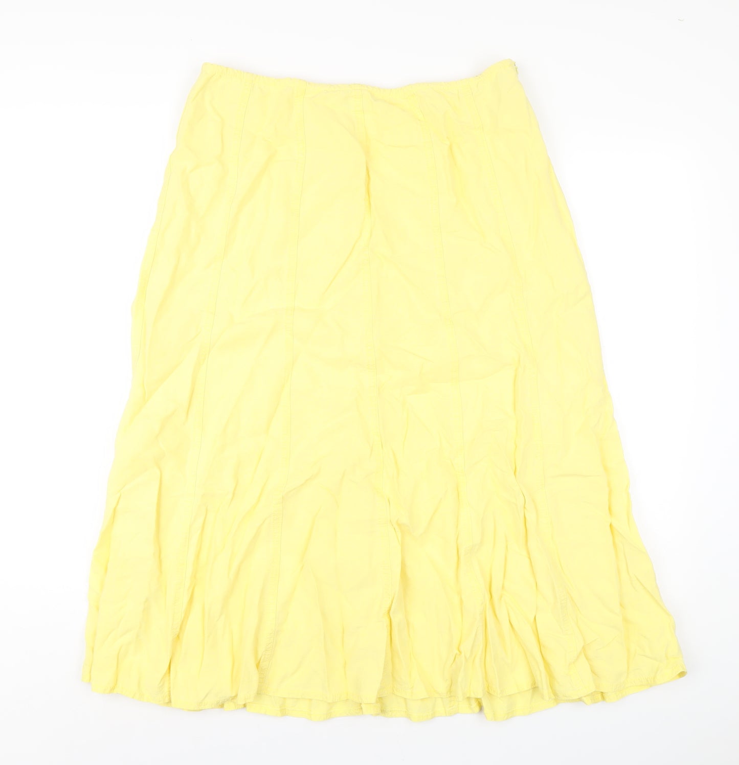 Viyella Womens Yellow Linen A-Line Skirt Size 14 Zip