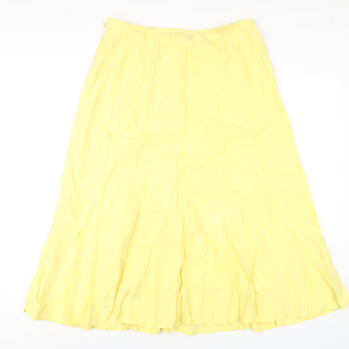 Viyella Womens Yellow Linen A-Line Skirt Size 14 Zip