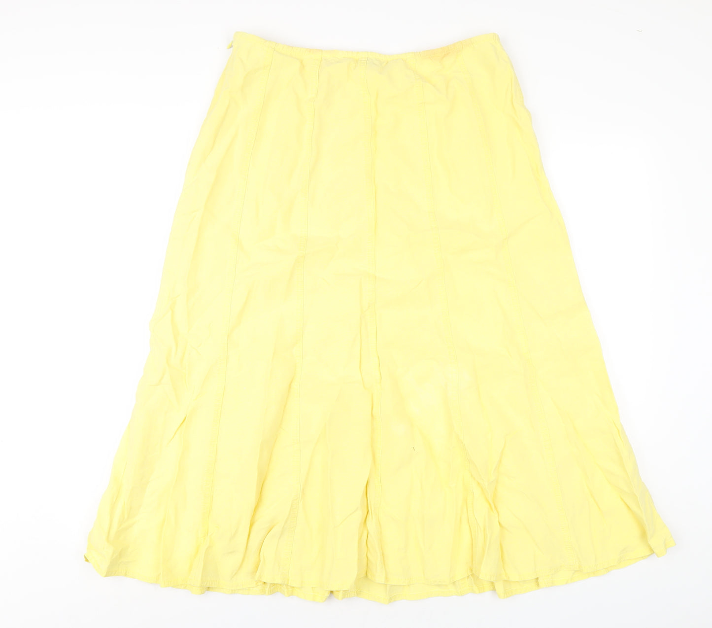 Viyella Womens Yellow Linen A-Line Skirt Size 14 Zip